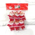 Set di 6 ornamenti di Babbo Natale rossi floccati per albero di Natale con fili dorati - Babbo Natale floccato rosso da 2 pollici (4x5cm) (Set di 6)