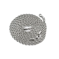 Primer plano de una cadena de cuerda de acero inoxidable plateado con eslabones y cierre langosta - Color Acero (cadena Torcida De 6 Mm De Ancho) / Collar De 24 Pulgadas (aproximadamente 61 Cm De Largo)