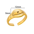 Macro shot of gold-plated evil eye ring showing 12mm width and 9mm height dimensions - Minimalist Open Eye Shape / Gold-JZ5355G