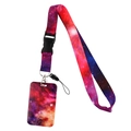 Starry nebula lanyard set with matching badge holder and durable metal hook - Red Purple Blue Nebula Set (YZ20-33)