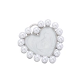 Detail shot of heart pendant with pearl border and white resin fill for DIY jewelry - VD1363 Silver Pearl Heart