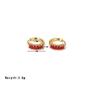 Chic gold hoop earrings with six rectangular red zircon stones in minimalist style - Gold - Red Zircon