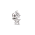 Silver star shaped stainless steel cartilage earring with sparkling zircon stones - Silver (EGD1001)