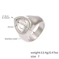Vintage 18K gold plated stainless steel ring with triangle cut cubic zirconia stone - US 7 / Silver White Zircon