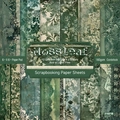 6x6 inch MossLeaf scrapbook paper pad with 12 vintage green patterns on 160gsm cardstock - 21021b 24 Sheets
