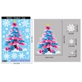 Pink and blue gradient Christmas tree static window decal set with white snowflake stickers - BQ552 Style