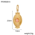 Golden titanium steel oval pendant with pink stone and sunray texture, 2.0x1.0cm - Pink Orange (FP29082B-6)