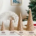 4er-Set goldene Glitzer-Weihnachtsbäume in verschiedenen Größen für Tischdekorationen - Klein (12*5.5*5.5cm) / Gold
