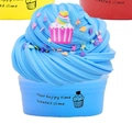 Blue cupcake scented slime with colorful star sequins and a resin topping charm - 50ml / Light Blue Cake