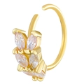 Goldenes Nasenpiercing mit Zirkonia im Schmetterlings-Design und Marquise-Schliff - Kupfer / Weizenähre (WG-0513)
