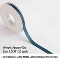Matte pine green cotton ribbon roll for gift wrapping, 1cm width and 20 yards length - Double-sided Matte Cotton / 1.0cm Wide * 20 Yards / Pine Green