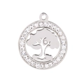 Silver Tree of Life pendant featuring white crystal rhinestones and hollow design - Style 2 (KLJ2721-Z)