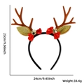 Serre-tête de renne de Noël avec bois bruns nœuds rouges et cloches dorées pour fête - Cornes Brunes Nœud Cloche