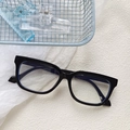 Classic black cat-eye thick frame sunglasses with blue light filtering lenses - Black Frame Clear Lenses