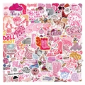 Set de pegatinas Disco Cowgirl rosas impermeables para portátiles y maletas de viaje - Estilo Chica Disco A+B - 110 Piezas