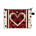 Neceser plegable con estampado de cuadros rojos y diseño de gran corazón blanco - Patrón 3
