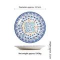 22.5cm American ceramic steak plate with blue floral underglaze and paisley patterns - Locke Garden (8.8 Inch)