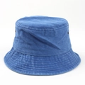 Close-up of high-quality washed cotton fabric and neat stitching on a blue bucket hat - M (56-58cm) / Navy Blue