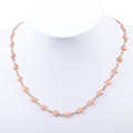 18K gold plated stainless steel necklace featuring colorful enamel daisy floral charms - Gold + Pink