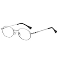 Vintage Silber Metall Oval Sonnenbrille im Retro-Punk-Stil mit hohlen geschnitzten Bügeln - C7 / Silberrahmen Klare Gläser