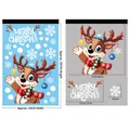Christmas window sticker set with cartoon elk, snowflakes, and Merry Christmas text decor - BQ376 Christmas Reindeer