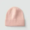 Gorro de punto acanalado rosa claro para mujer en tejido suave y elástico - Talla única / Rosa