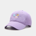 Close-up of high-quality cotton fabric and colorful planet embroidery on a purple baseball cap - M (56-58cm) / Light Purple