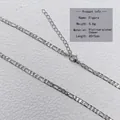 Silver color Figaro chain necklace in 18k plated finish with lobster clasp and extender - Palladium White K Plated Copper / Figaro Chain / Silver