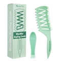 Minzgrünes belüftetes Haarstyling-Set mit kleinem Kamm und Markenverpackung - 2-teiliges Set (verpackt) / Sattgrün