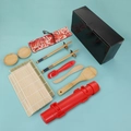 Complete bamboo sushi making kit with rolling mat, rice mold, and storage bag - Set 13