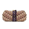 Elegante borsa a mano con cristalli viola e montatura in oro con strass scintillanti - Viola Multicolore