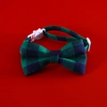 Blue and green plaid pet bowtie collar with adjustable white buckle for cats and dogs - S(17-32cm) / 23 Green Plaid Bowtie