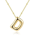 Golden balloon style letter D pendant necklace in polished 18K stainless steel finish - Letter D Balloon Shape / Letter D - Gold