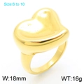 Anillo de corazón en acero inoxidable chapado en oro 18K, disponible en tallas 6 a 10 - US 7 / Estilo de Corazón Sólido y Atrevido (KR110698-K) / Dorado