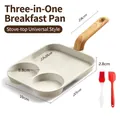 3-in-1 non-stick breakfast pan with maifan stone coating and wood grain handle - Universal Version + 2-Piece Set / Beige