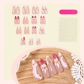 Kit faux ongles amande 3D fleurs roses avec dentelle et onglets adhésifs inclus - Style Boîte Rose Blanc Fleur 3D (3XC1-13885)