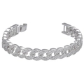 Silver micro-pave cubic zirconia Cuban link bracelet with high-shine crystal finish - White Gold