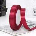 Deep red 1.5cm polyester satin ribbon roll with silk glossy finish for gift packaging - Light Wine Red