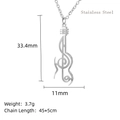 Zilveren muzieknoot halsketting met 33,4mm x 11mm hanger en 45+5cm ketting - Gitaar Noot Combo (LN1914 Zilver)