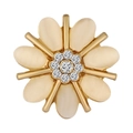 Hemdnadel in Blumenform mit cremefarbenen Blütenblättern und Strasssteinen - Ovale Blütenblattblume-Stil (XZ7512)