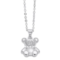 Élégant collier pendentif ours en argent avec perles blanches et finition métal poli - Ours d'argent