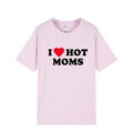 T-shirt rose en coton avec imprimé I Love Hot Moms et col rond vue à plat - XS / Haut (Imprimé I Love Hot Moms) / Rose