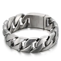 Bracciale da uomo a catena cubana in acciaio inossidabile 316L con finitura opaca - Acciaio Sabbiato (KB46546-D)