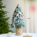 35cm mini tabletop Christmas tree with snowy needles, red berries and burlap base - Small (35cm)
