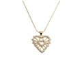 Goldene Herzkette mit hohlem Radialdesign und funkelnden Zirkon-Inlays für Damen - Gold (50+5cm Schlangenkette)