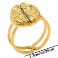 Detailed size view of an adjustable gold stainless steel ring with hammered texture - Gold