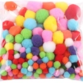 DIY Christmas tree base kit with assorted colorful pom pom balls for craft projects - Mixed Color Pom Poms