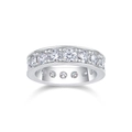 Classic silver sterling eternity ring featuring full circle round moissanite stones - US Size 5 / Moissanite Ring