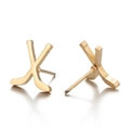 Boucles d'oreilles minimalistes en acier inoxydable doré en forme de club de golf - Style Bâtons de Hockey Croisés / Or