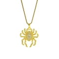 Collana con ciondolo a forma di ragno dorato con cristalli per stile hip hop maschile - Catena a corda in acciaio inossidabile da 0,3*60 cm / Oro
